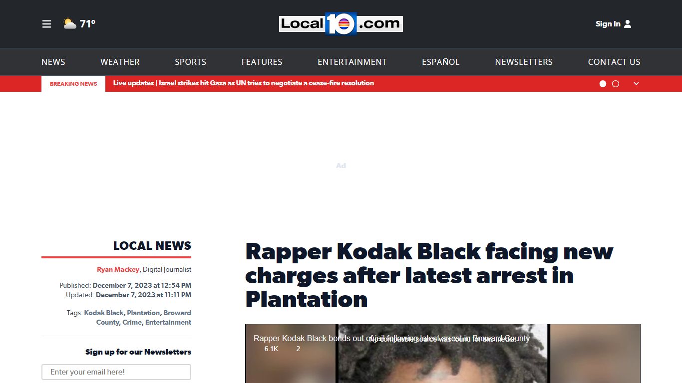 Rapper Kodak Black facing new charges after latest arrest in Plantation